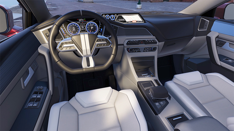 DNPバーチャルエクスぺリンス　VRショールームで自動車の内装を確認するイメージ