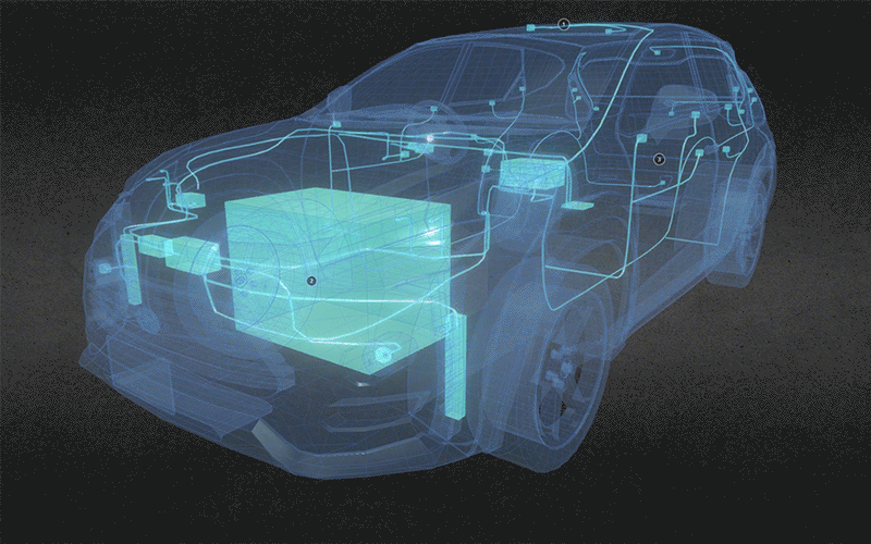 自動車の骨組みの透視図