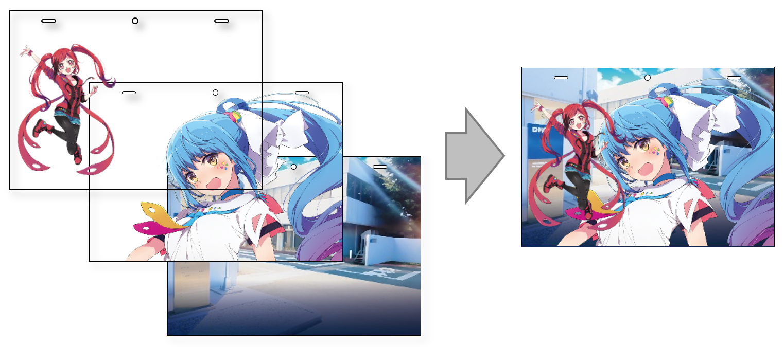 DNPセル画風アート・重ね合わせイメージ