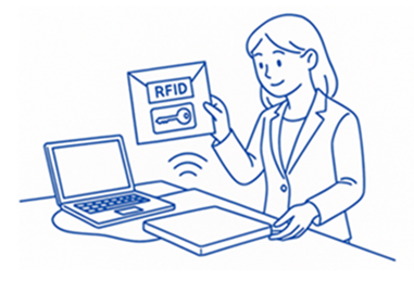 貸し出し返却登録をする人